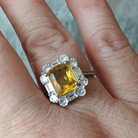Wicked Obscura Jewelry - Beautiful Citrine & Cz Fashion Ring .925 Size 8